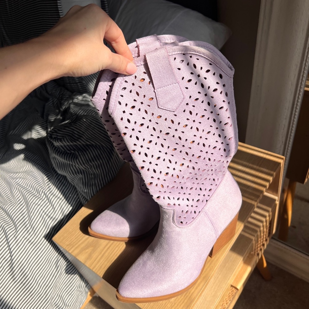 Nasty Gal lilac cowboy boots